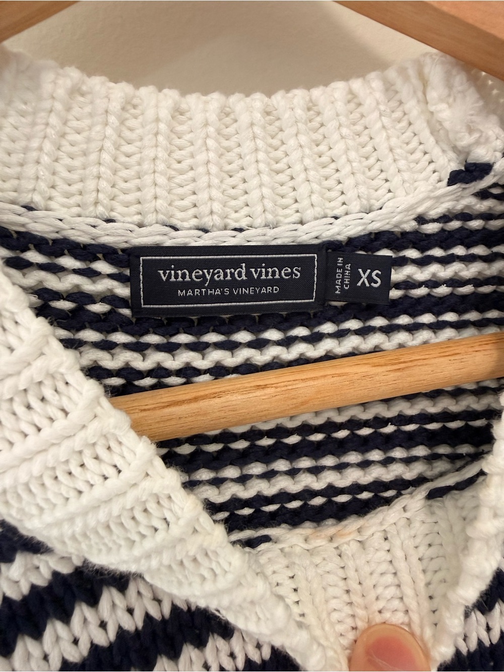 Vineyard Vines Striped Knit Sleeveless Top - White & Navy Size Xs - Picture 4 of 5